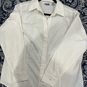 White Easy Care Ling Sleeve Blouse